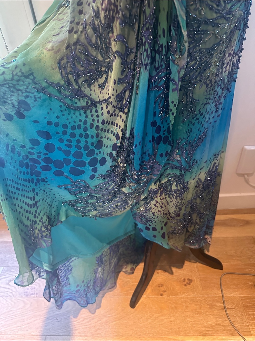 Blue-Green Beaded Maxi Dress - Picture 6 of 13